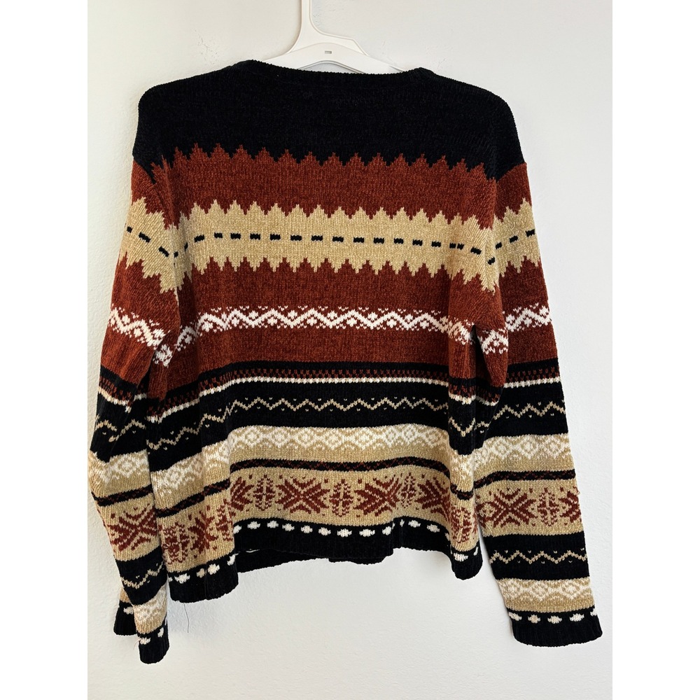 All Points Reference Point Vintage Fair Isle Sweater Mens Large Rust Black Tan